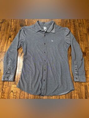 YoungLA Long-Sleeve Button-Up Shirt in Heather Gray Size Large